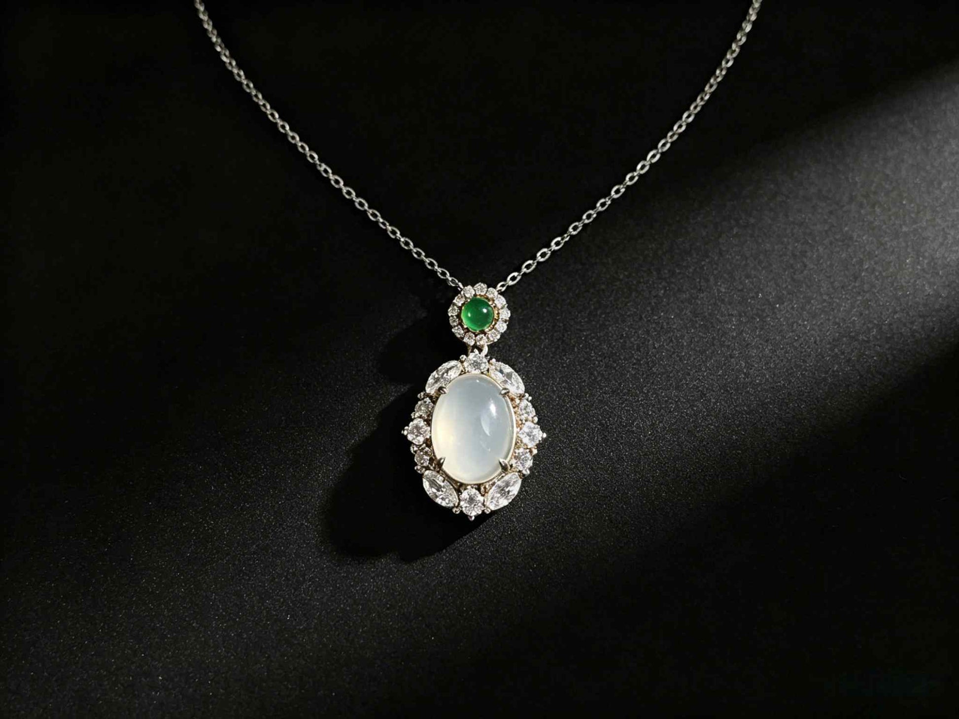 A elegant ice white green top jadeite pendant.