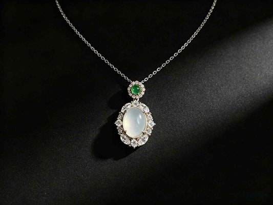 A elegant ice white green top jadeite pendant.