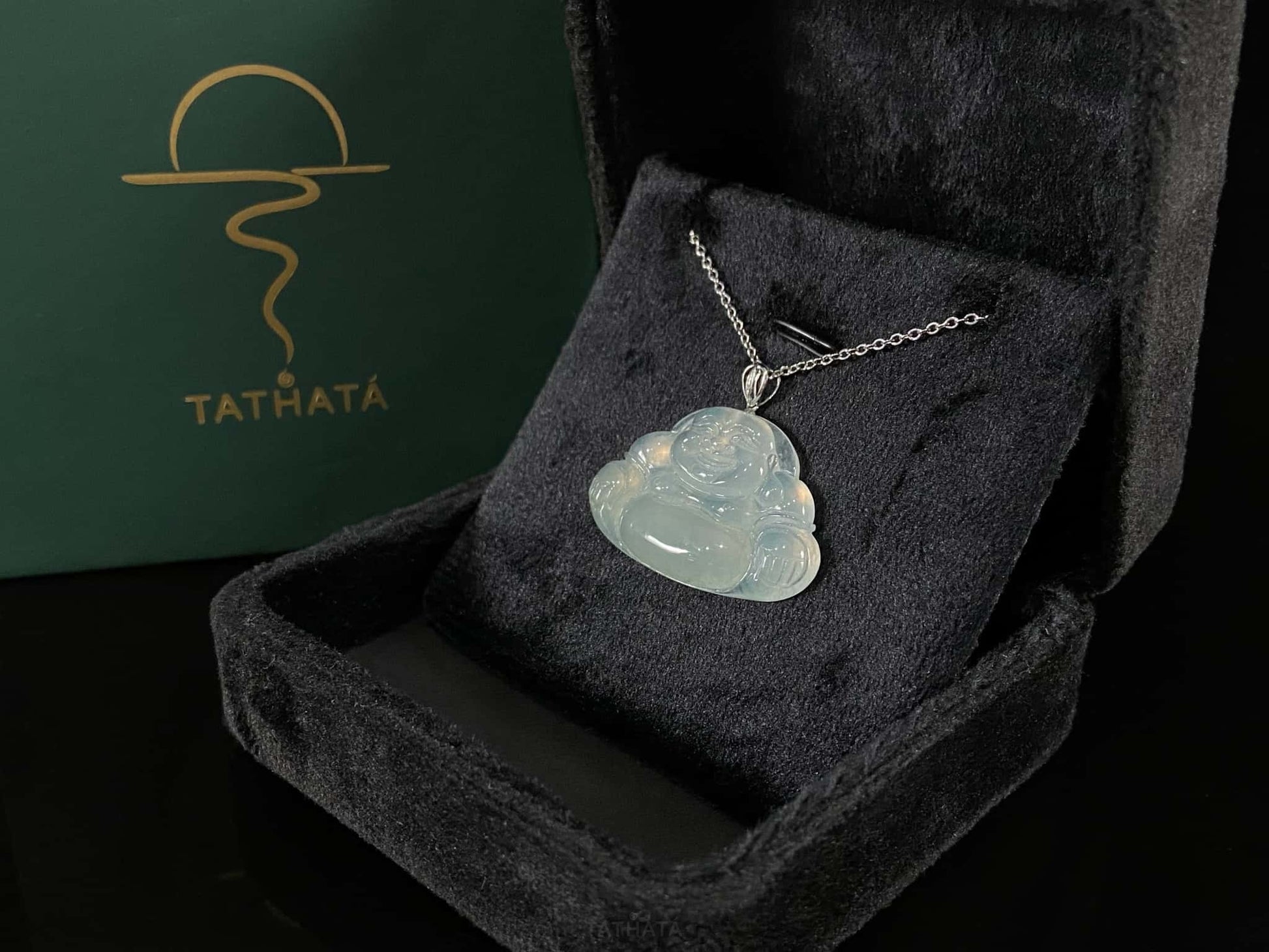 Mist Aqua Icy Luminescence Buddha · Nature Burmese Jadeite Pendant