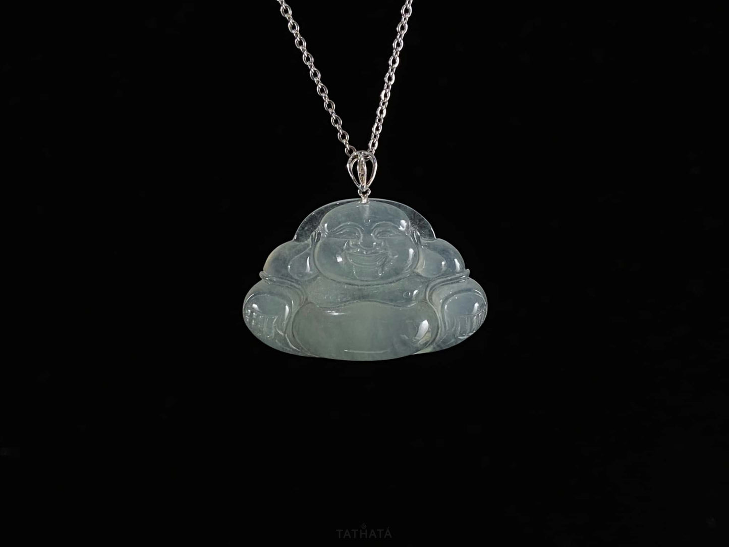 Mist Aqua Icy Luminescence Buddha · Nature Burmese Jadeite Pendant