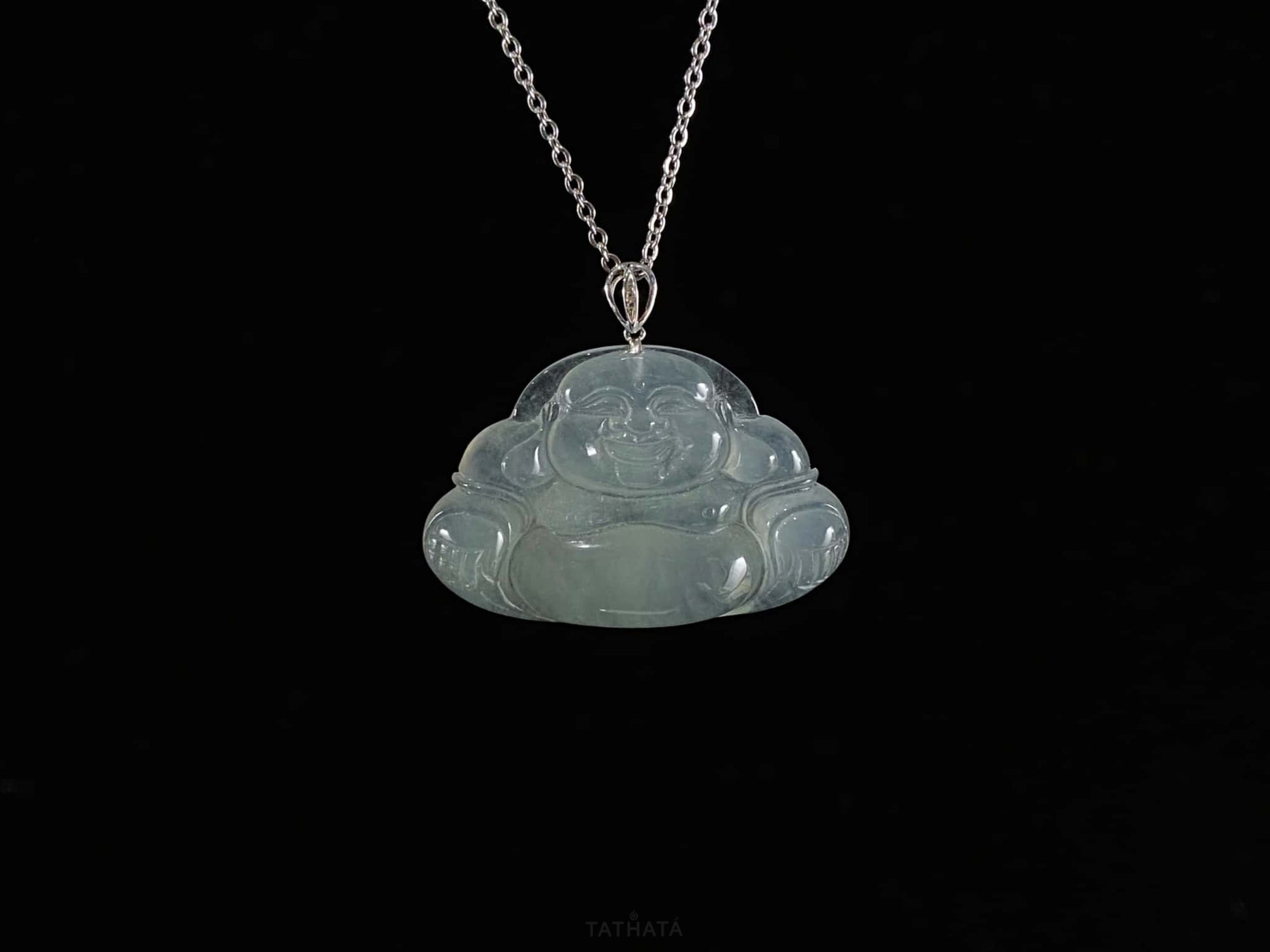 Mist Aqua Icy Luminescence Buddha · Nature Burmese Jadeite Pendant