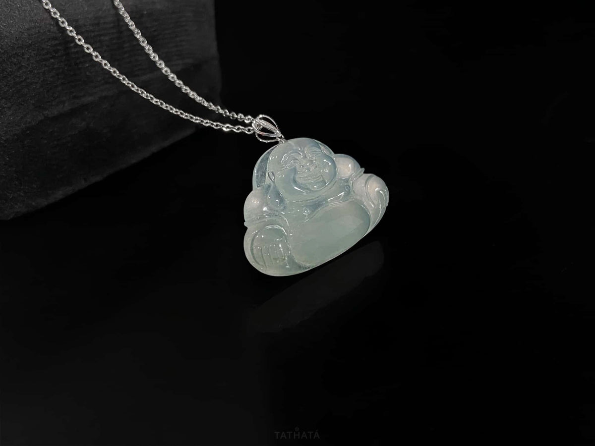 Mist Aqua Icy Luminescence Buddha · Nature Burmese Jadeite Pendant