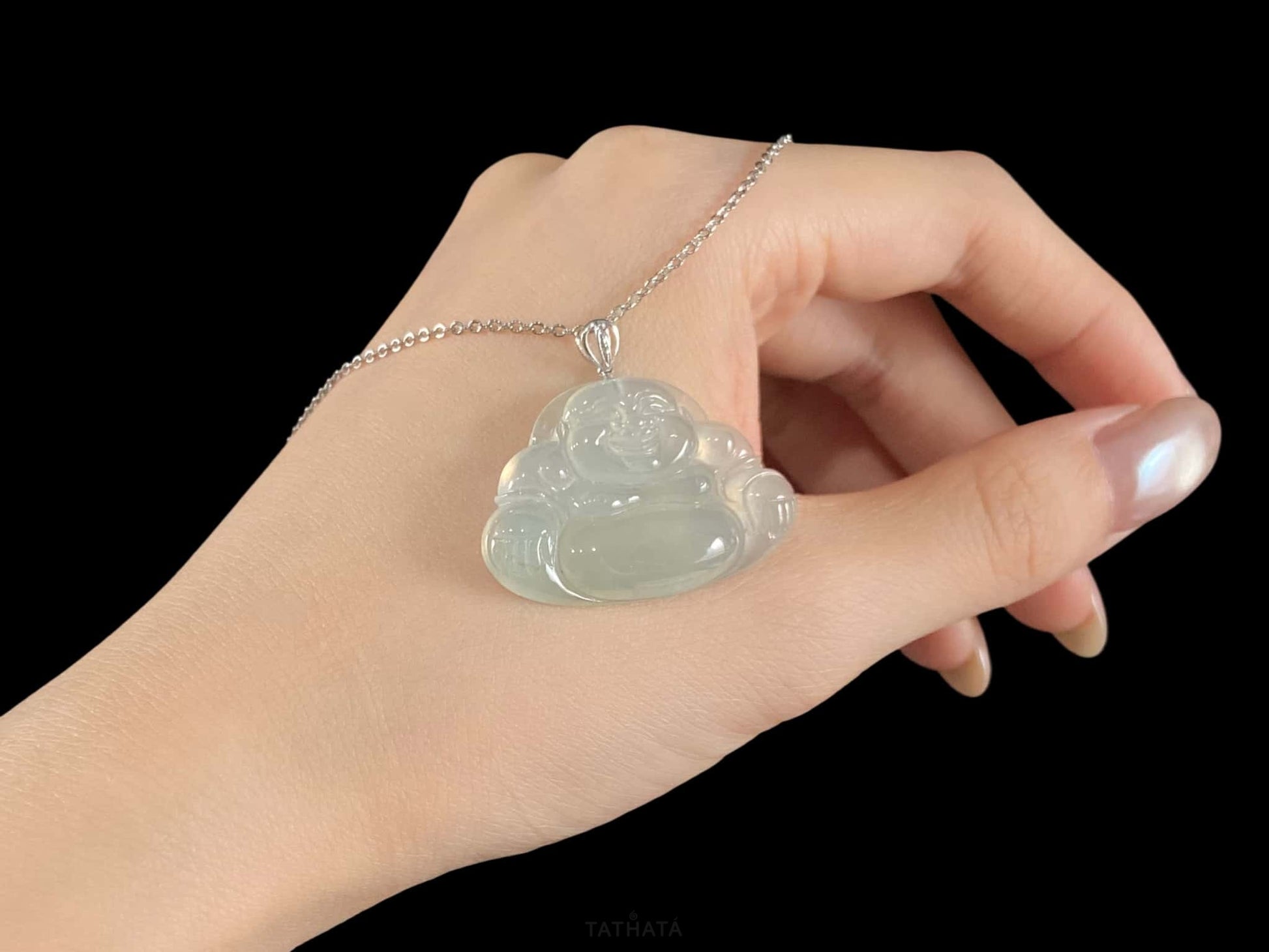 Mist Aqua Icy Luminescence Buddha · Nature Burmese Jadeite Pendant