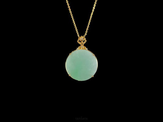 Hazy Dew Green Radiance · Nature Burmese Jadeite Pendant