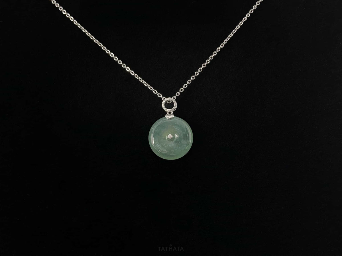 New & Trending 💫 Soft Misty Green Ping An Kou · Nature Burmese Jadeite Pendant