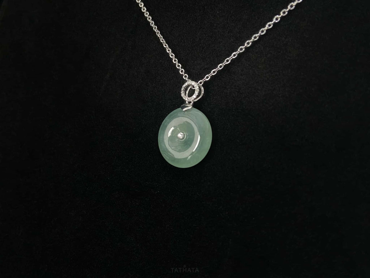 New & Trending 💫 Soft Misty Green Ping An Kou · Nature Burmese Jadeite Pendant