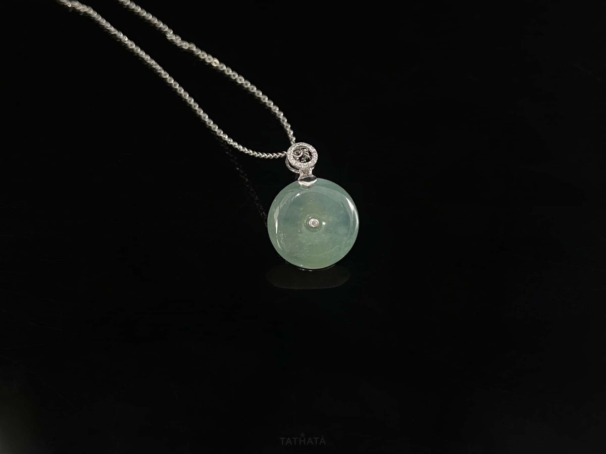 New & Trending 💫 Soft Misty Green Ping An Kou · Nature Burmese Jadeite Pendant