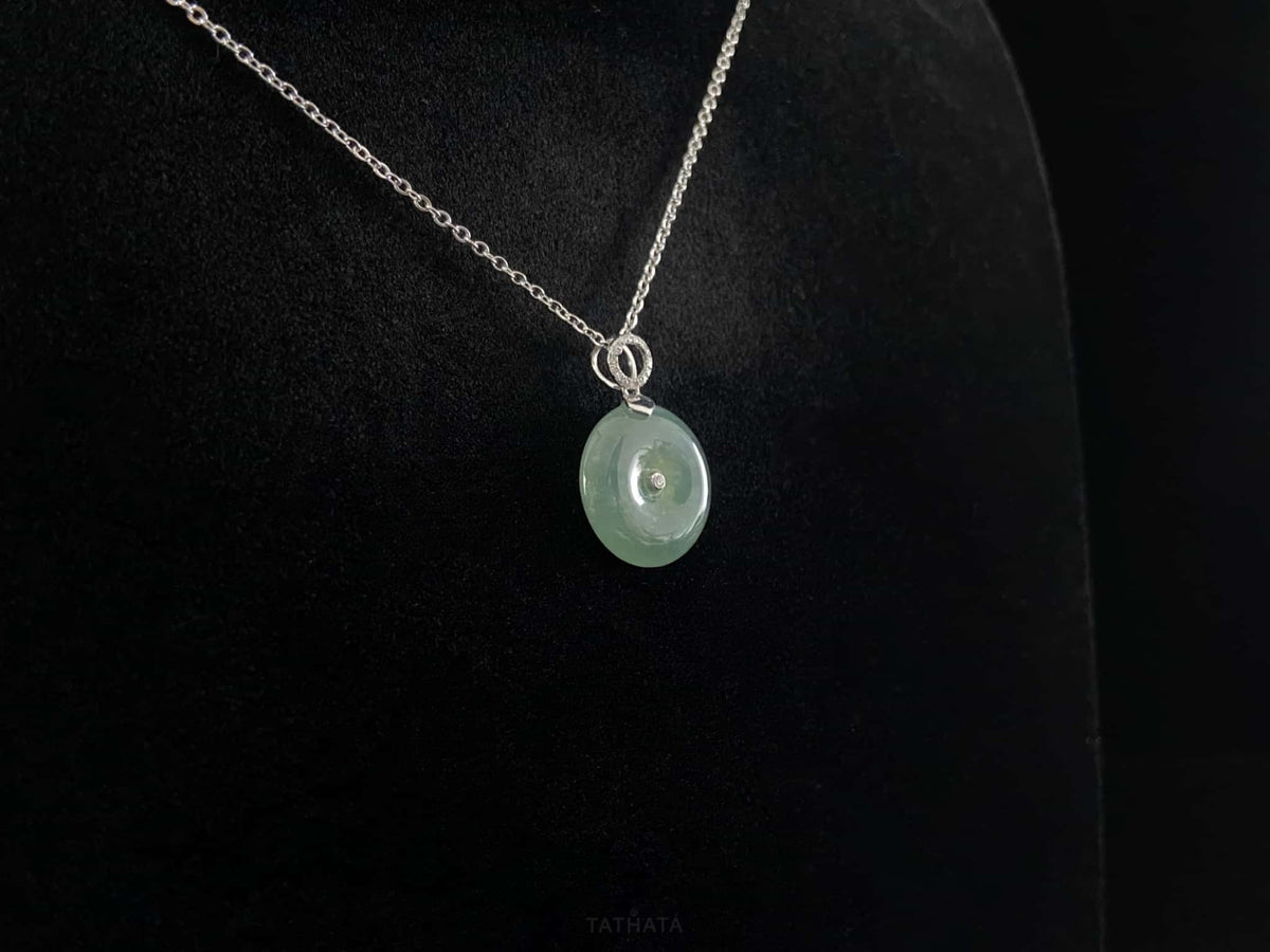 New & Trending 💫 Soft Misty Green Ping An Kou · Nature Burmese Jadeite Pendant