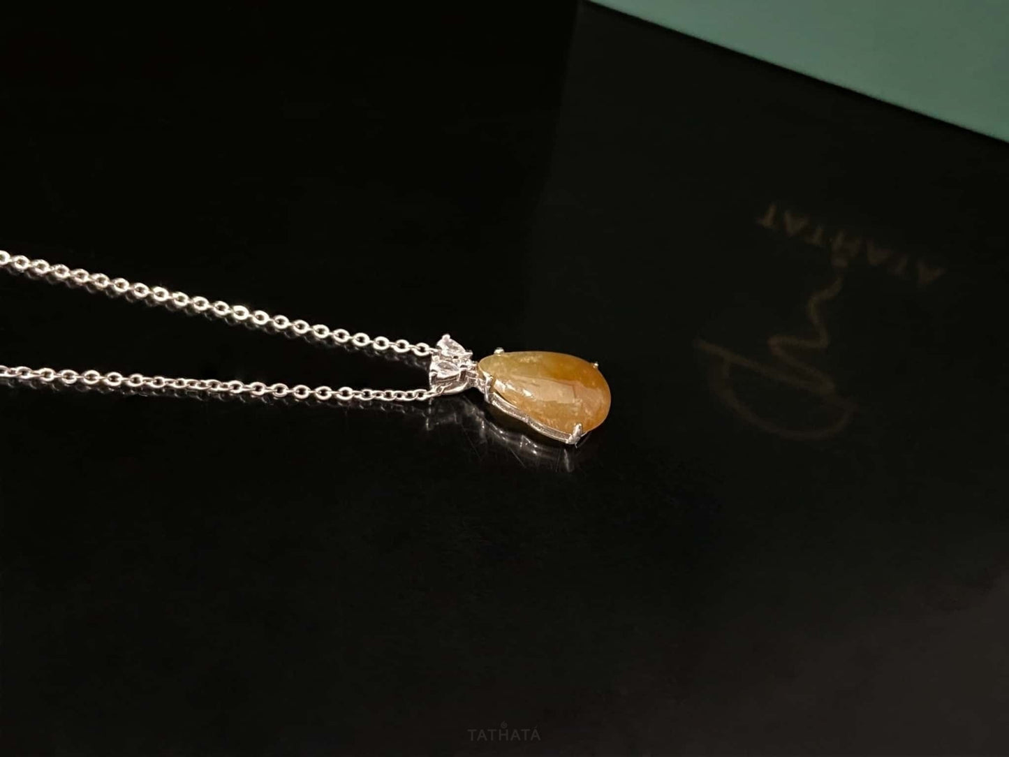 Honey Teardrop Bless · Natural Burmese Jadeite Pendant