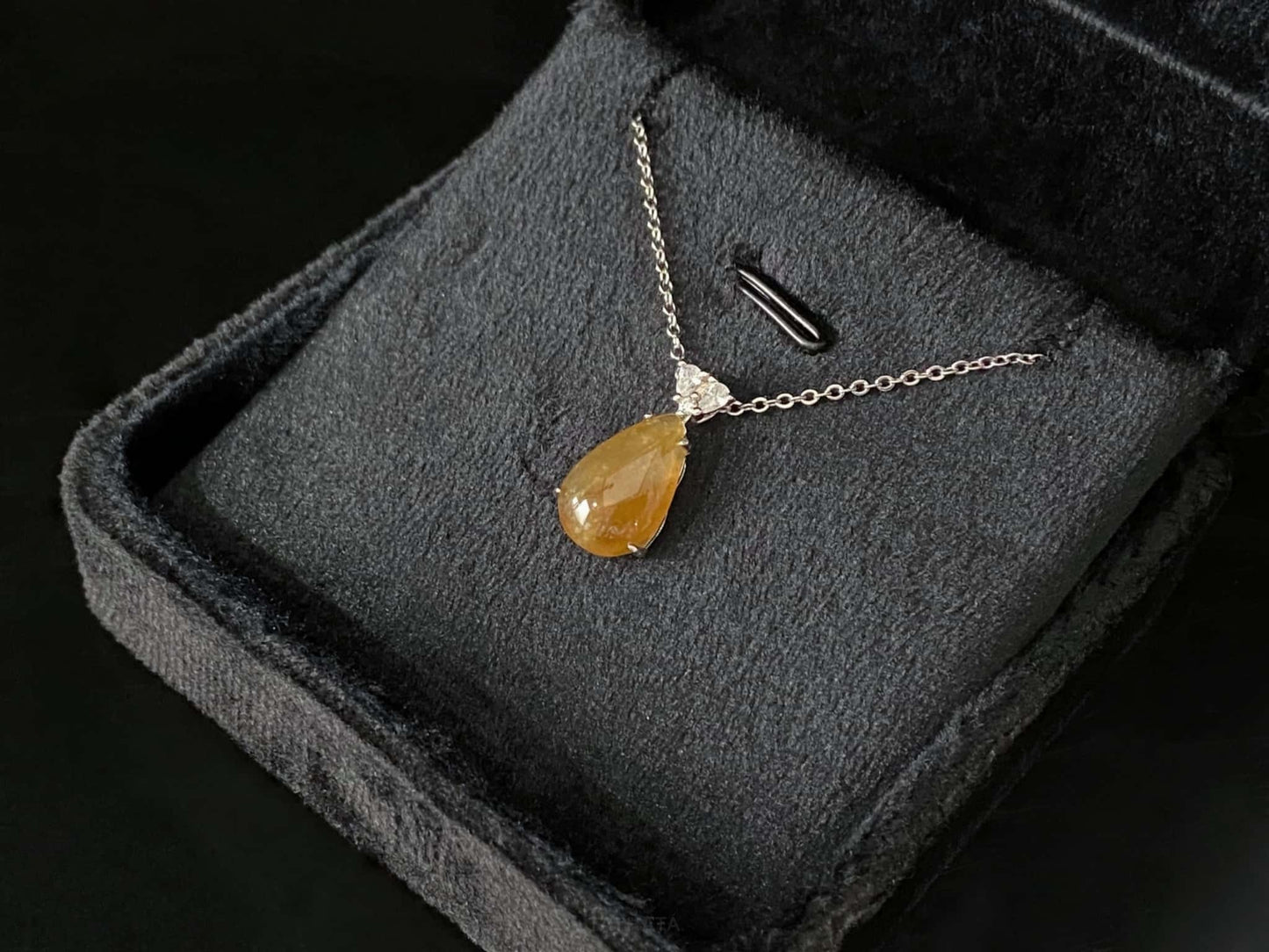 Honey Teardrop Bless · Natural Burmese Jadeite Pendant