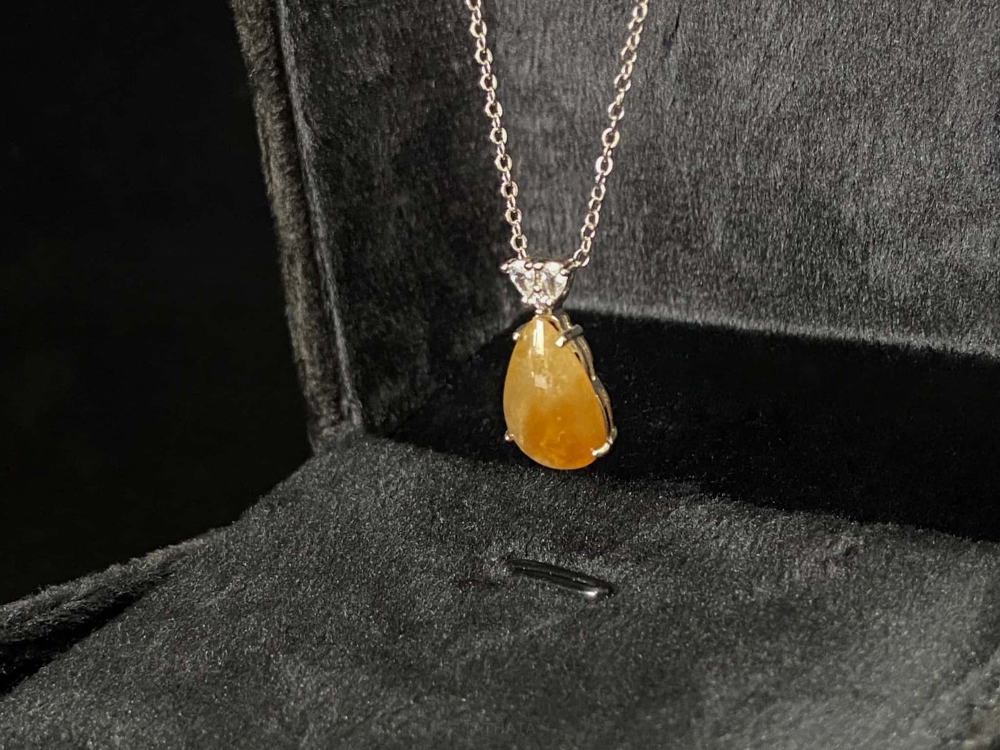 Honey Teardrop Bless · Natural Burmese Jadeite Pendant