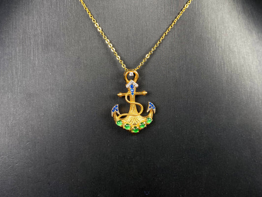 A vivid green anchor fortune jadeite pendant.