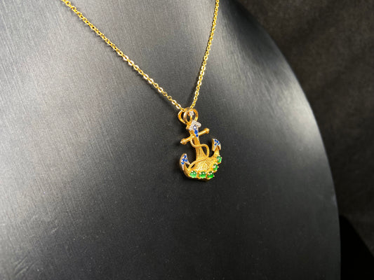 A vivid green anchor fortune jadeite pendant.