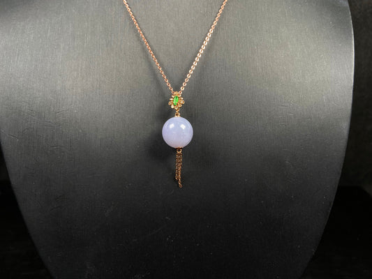 A lavender moon orb jadeite pendant.