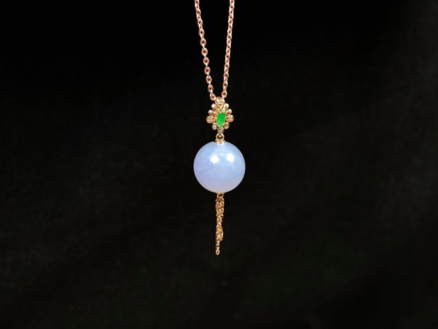 A lavender moon orb jadeite pendant.