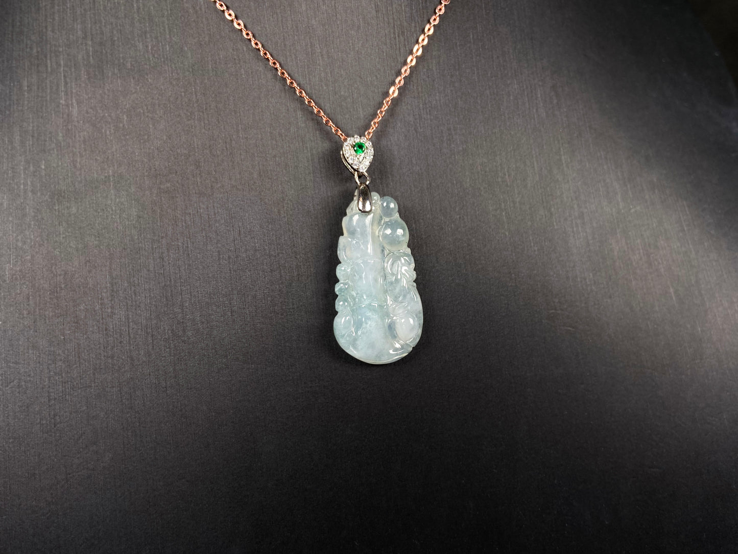 A icy green tone bamboo jadeite pendant.