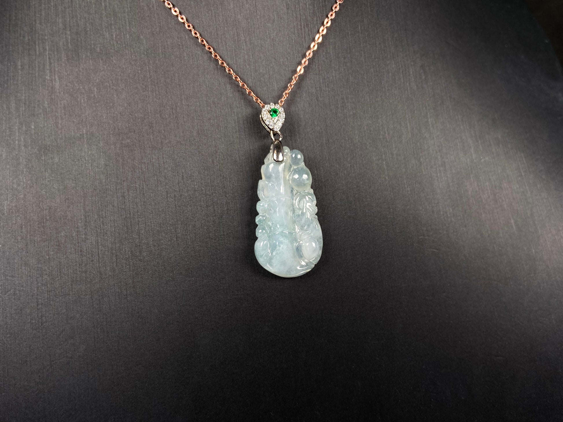 A icy green tone bamboo jadeite pendant.