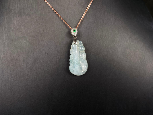 A icy green tone bamboo jadeite pendant.