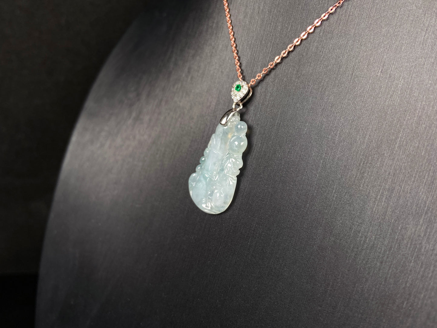 A icy green tone bamboo jadeite pendant.
