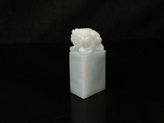 A pale green pixiu guardian seal loose jadeite.