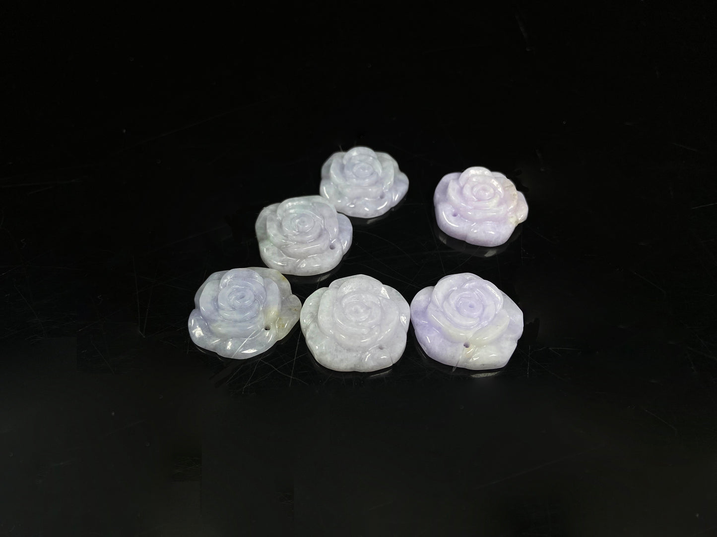 Violet haze six bloom set loose jadeite.