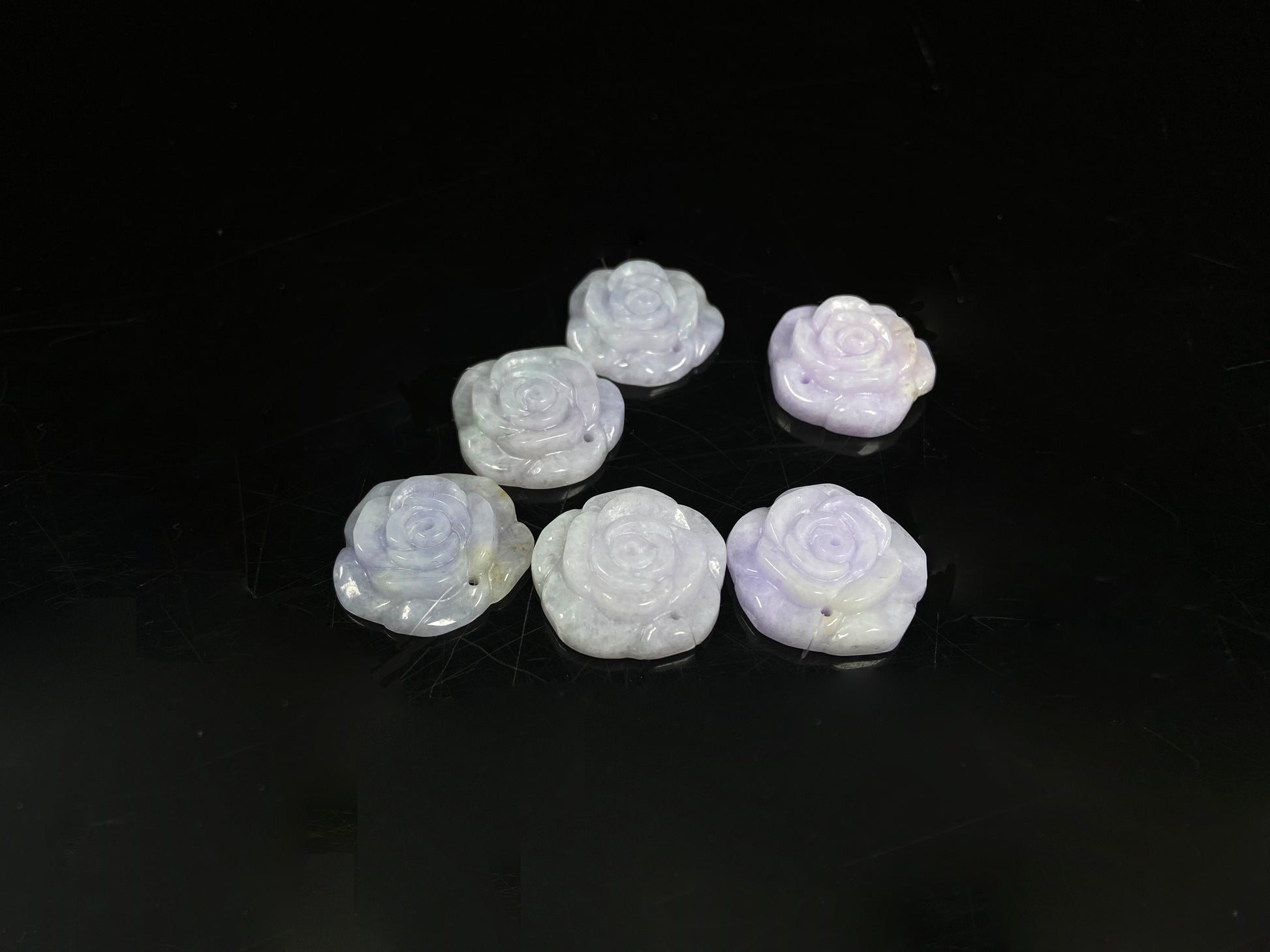 Violet haze six bloom set loose jadeite.