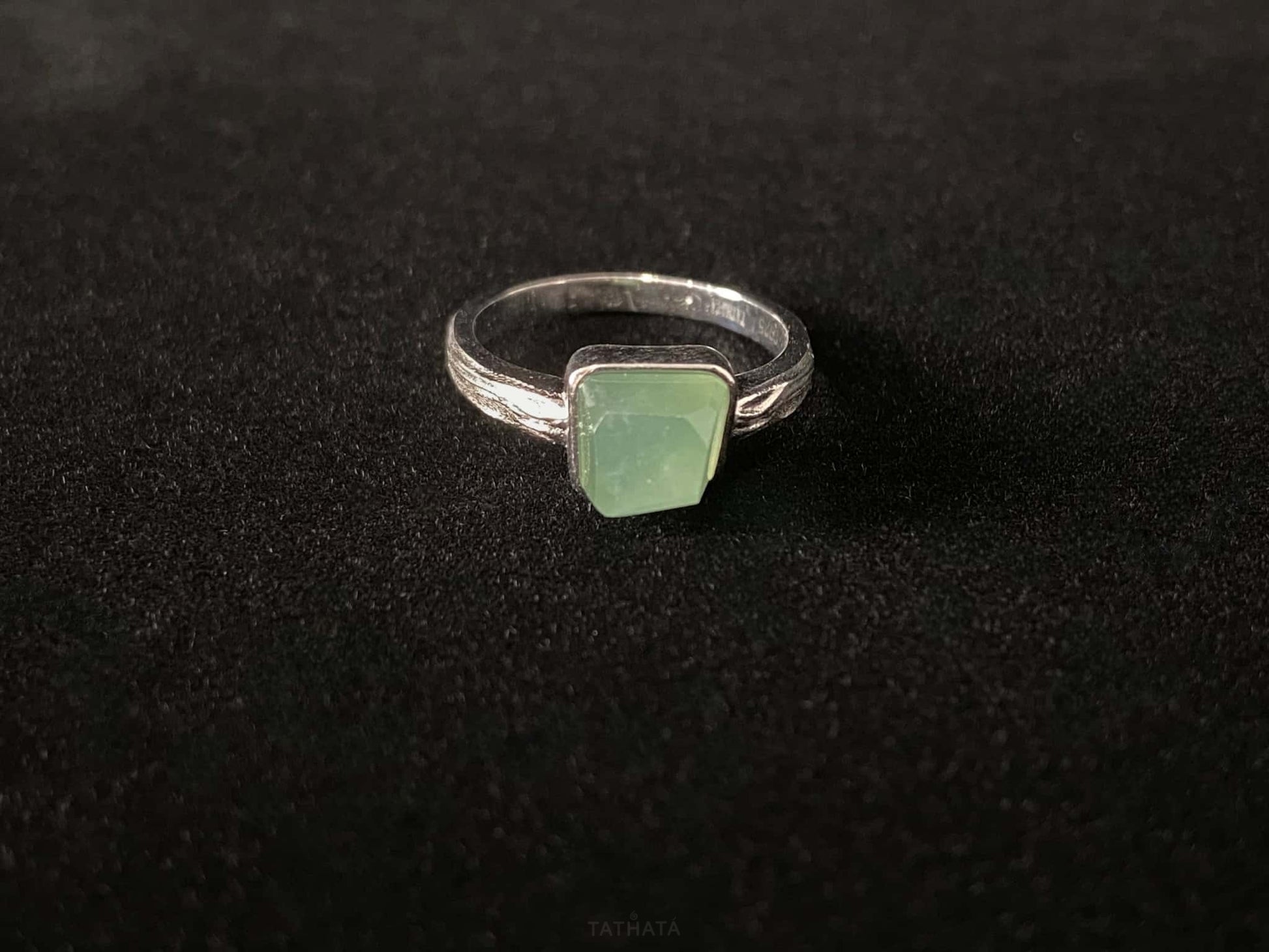 A mint sugar cube jadeite ring.