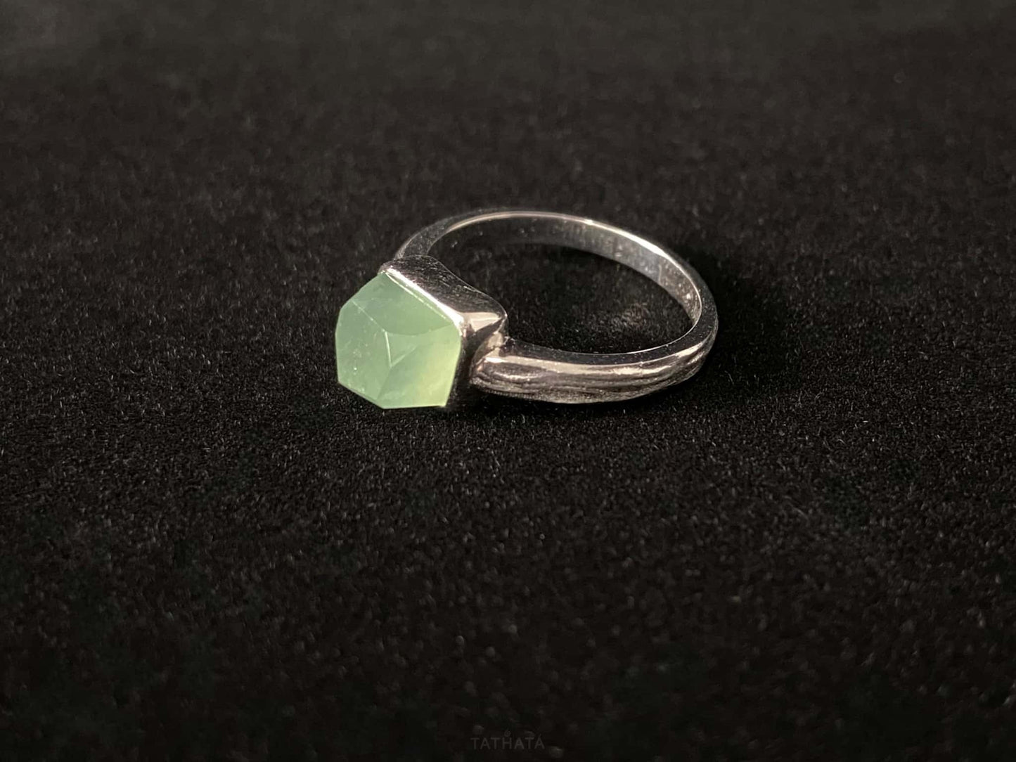 A mint sugar cube jadeite ring.