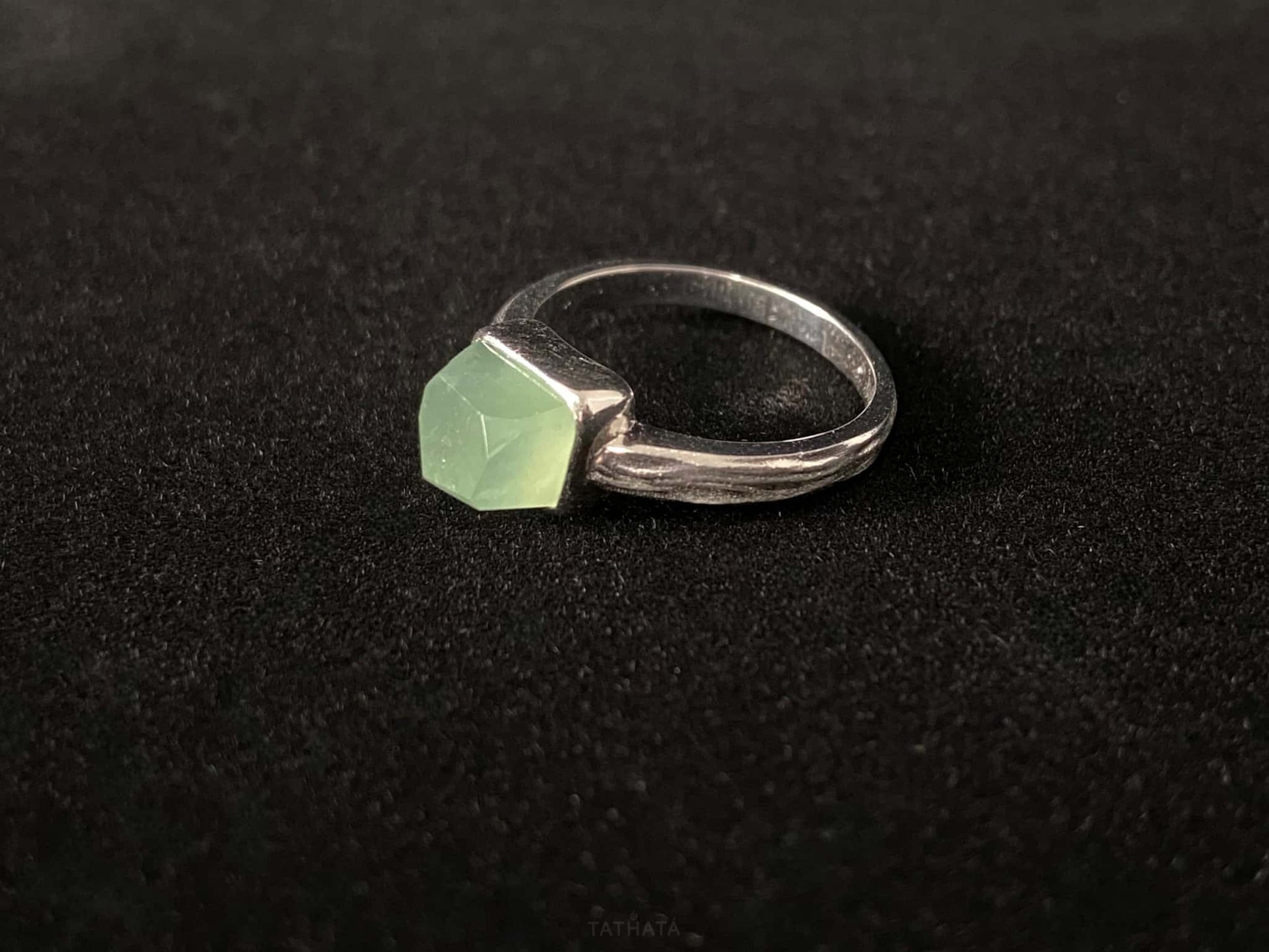 A mint sugar cube jadeite ring.