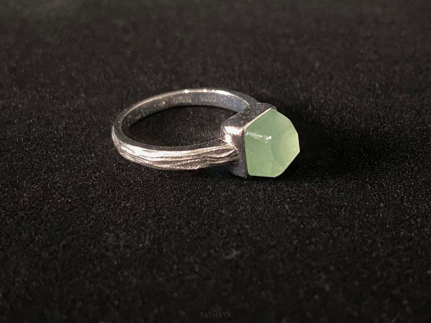A mint sugar cube jadeite ring.