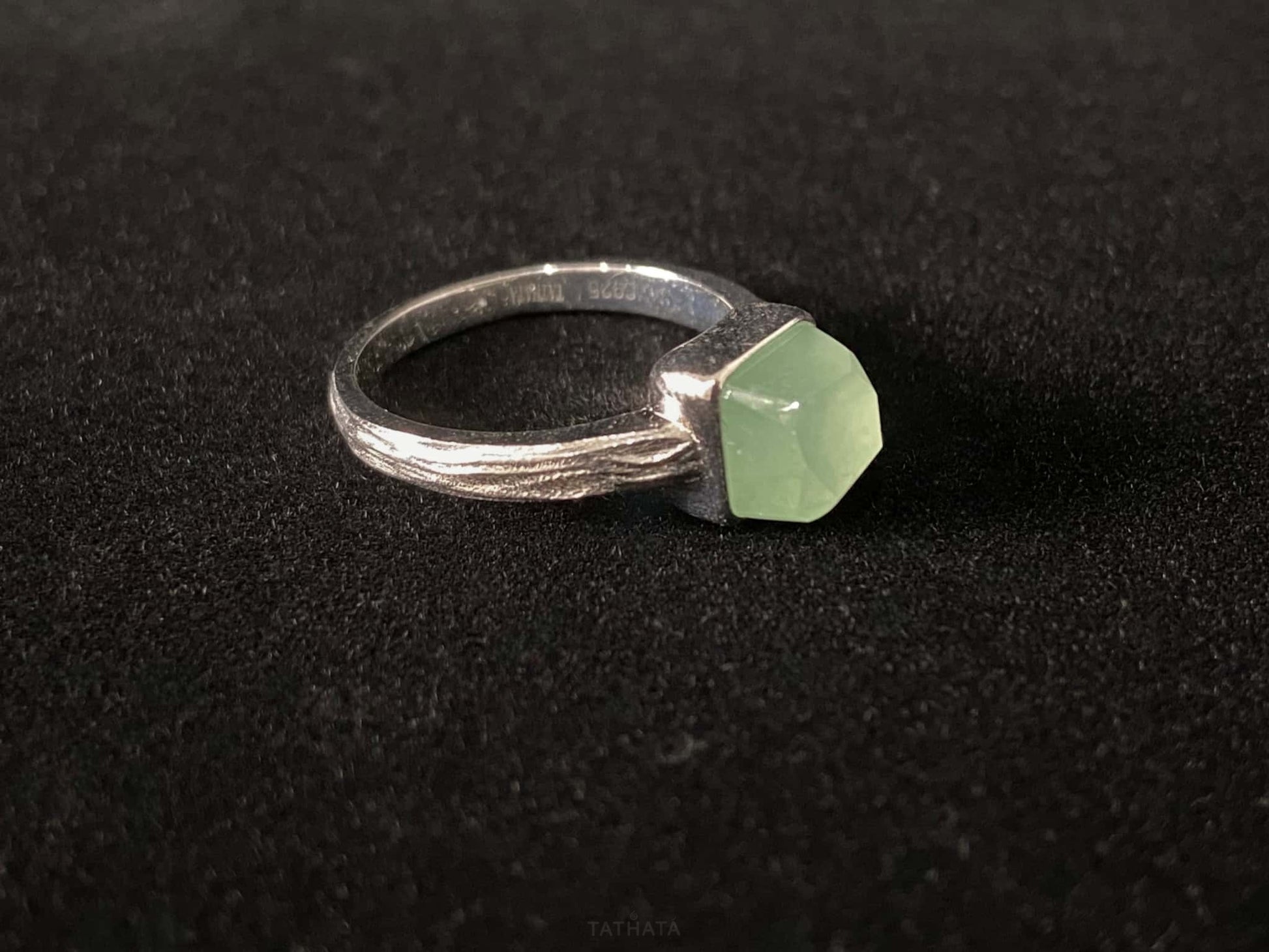 A mint sugar cube jadeite ring.