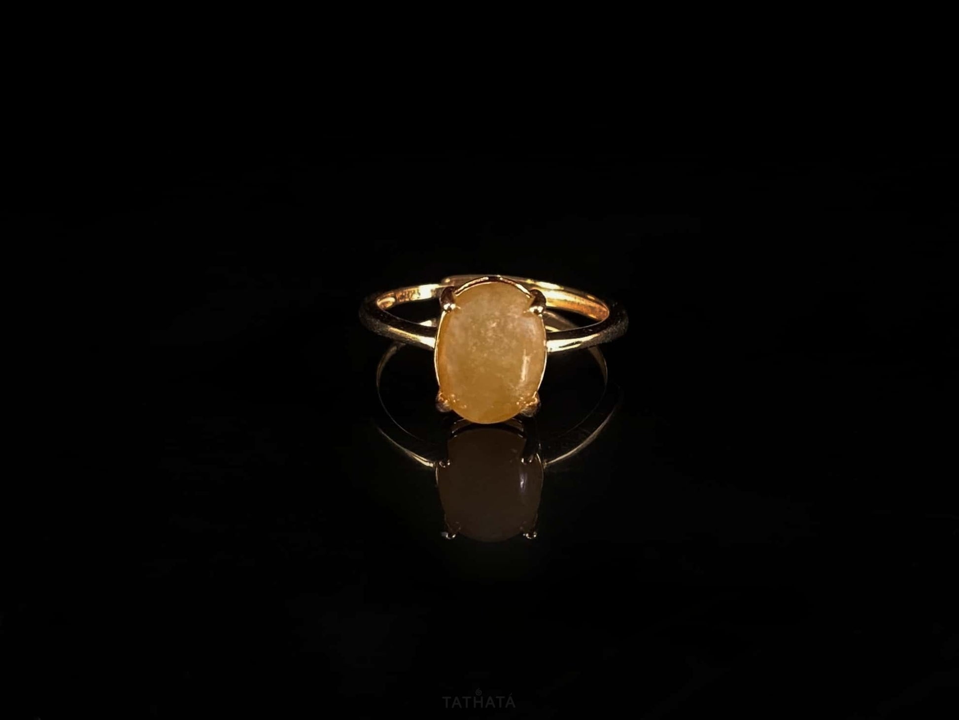 Honey Yellow Oval Cabochon · Nature Burmese Jadeite Ring