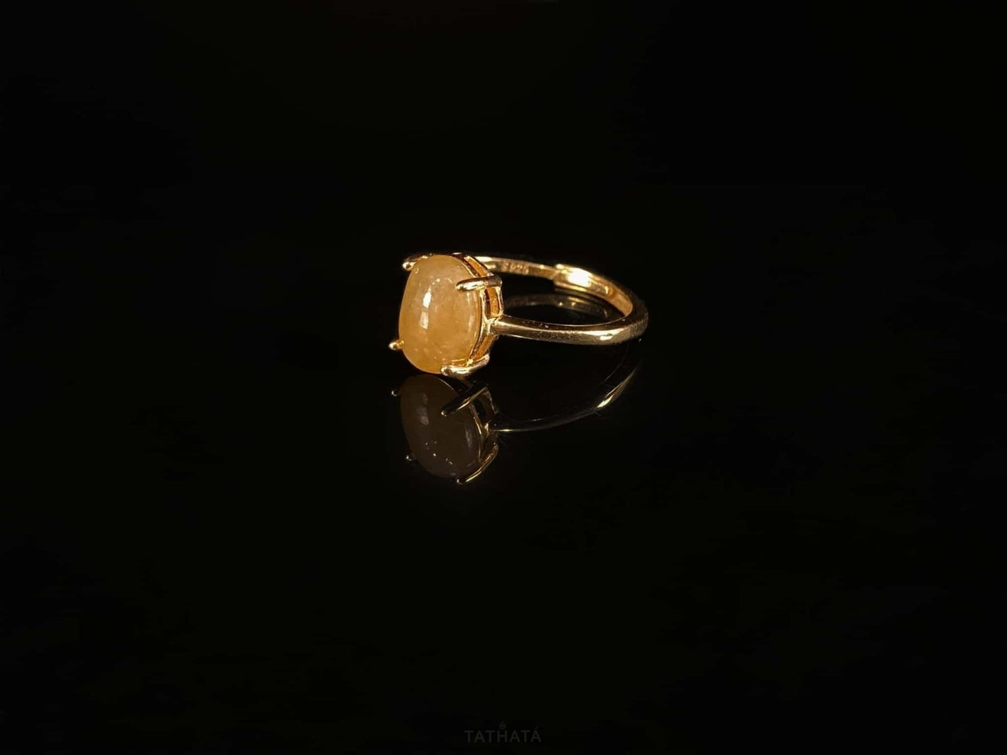 Honey Yellow Oval Cabochon · Nature Burmese Jadeite Ring
