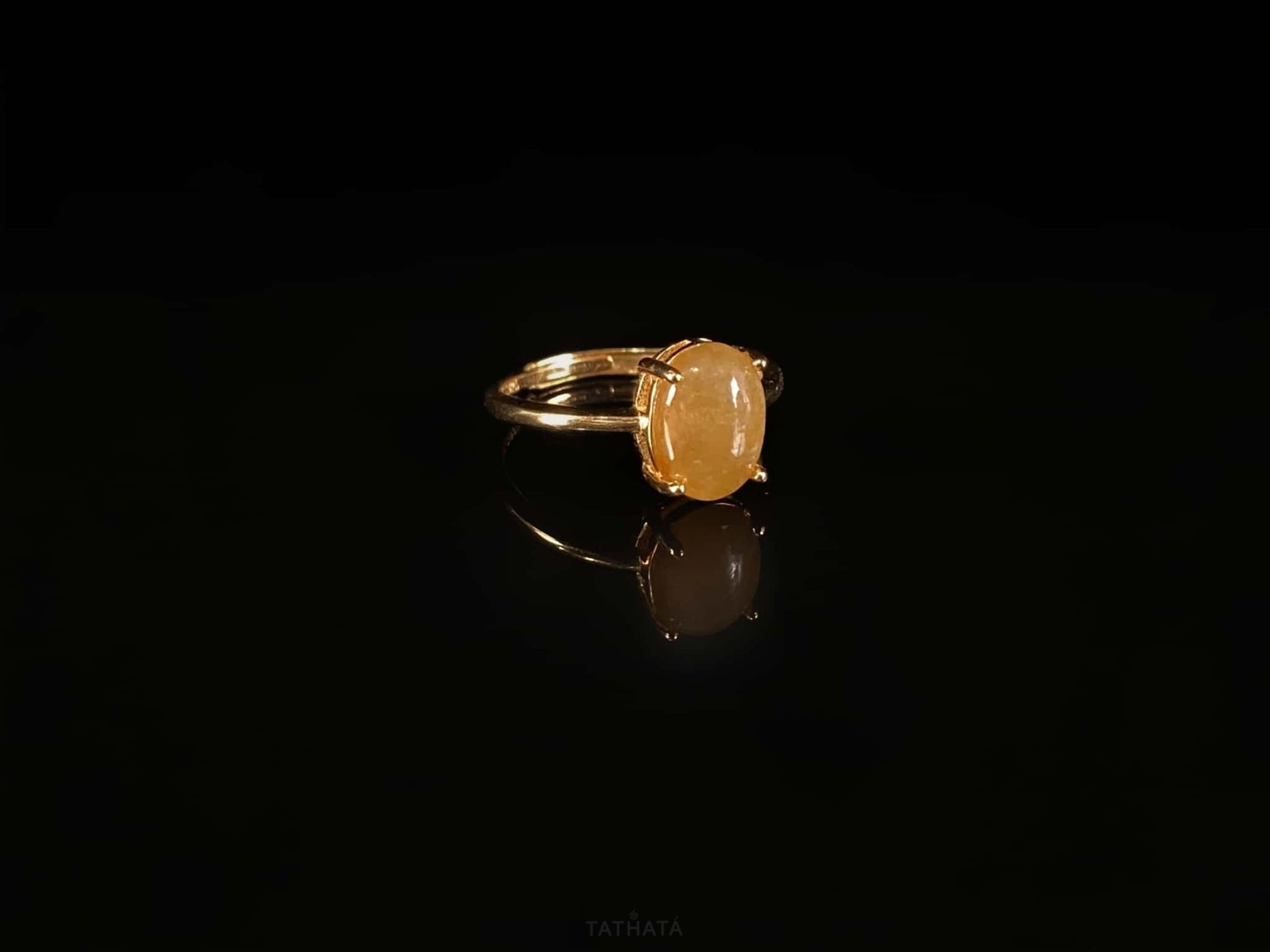 Honey Yellow Oval Cabochon · Nature Burmese Jadeite Ring