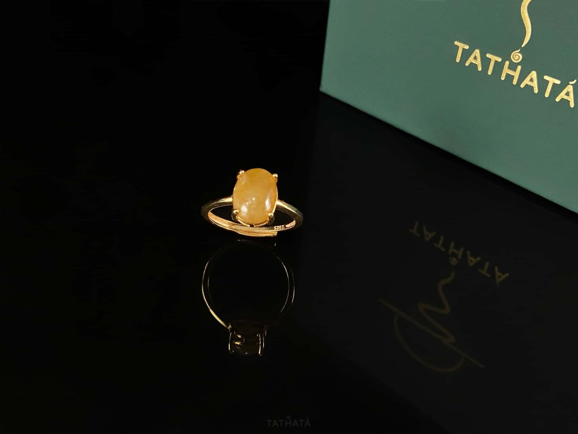 Honey Yellow Oval Cabochon · Nature Burmese Jadeite Ring