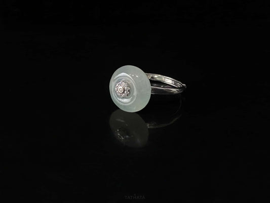 Ice White Peace Buckle Ping An Kou · Nature Burmese Jadeite Ring
