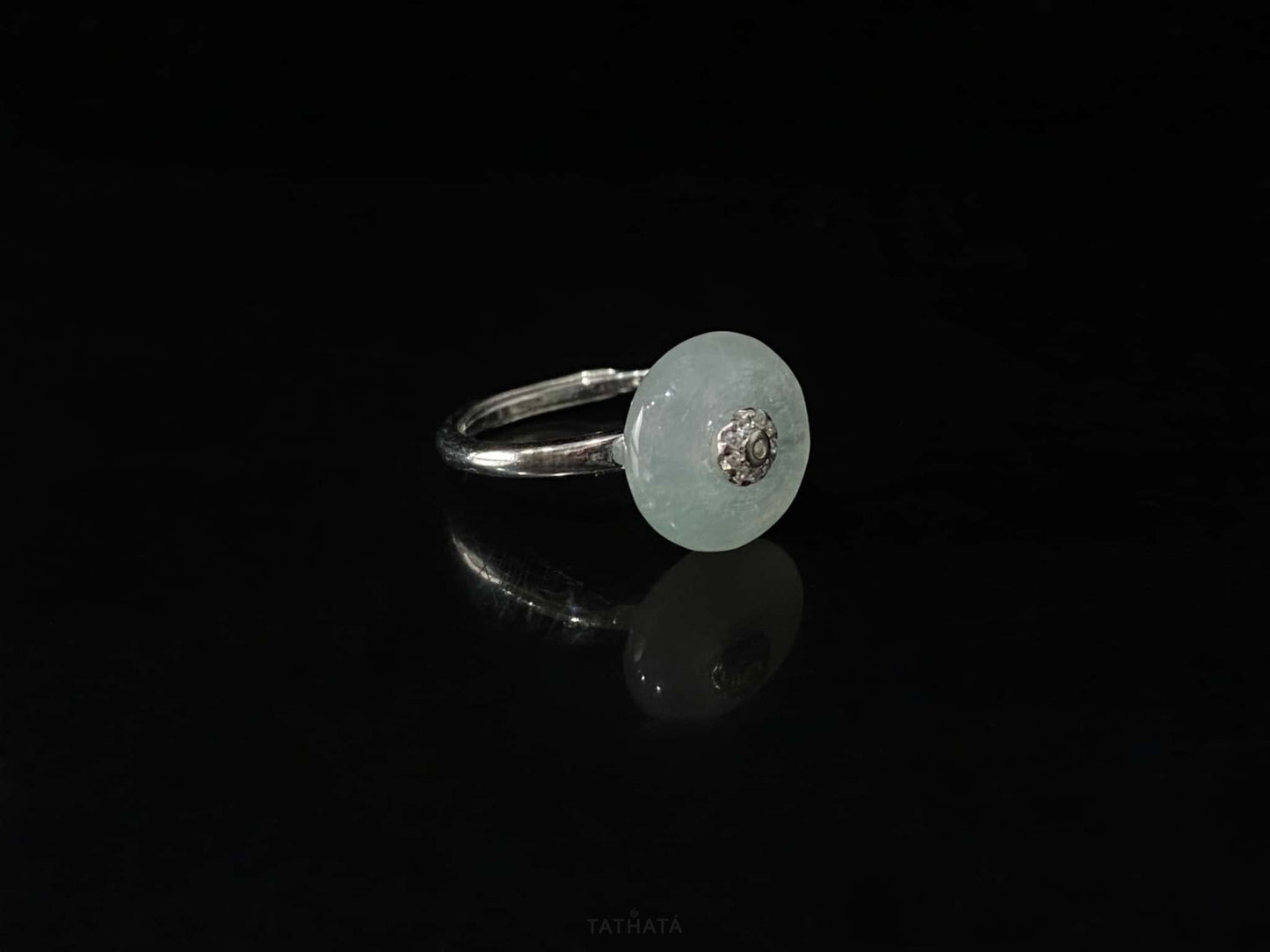 Ice White Peace Buckle Ping An Kou · Nature Burmese Jadeite Ring