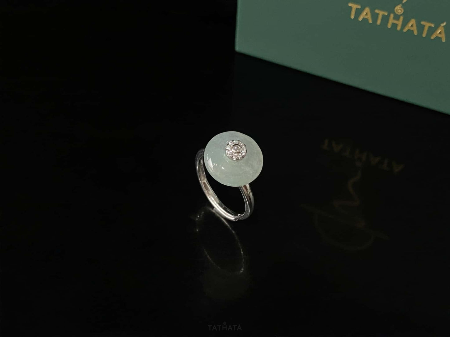 Ice White Peace Buckle Ping An Kou · Nature Burmese Jadeite Ring
