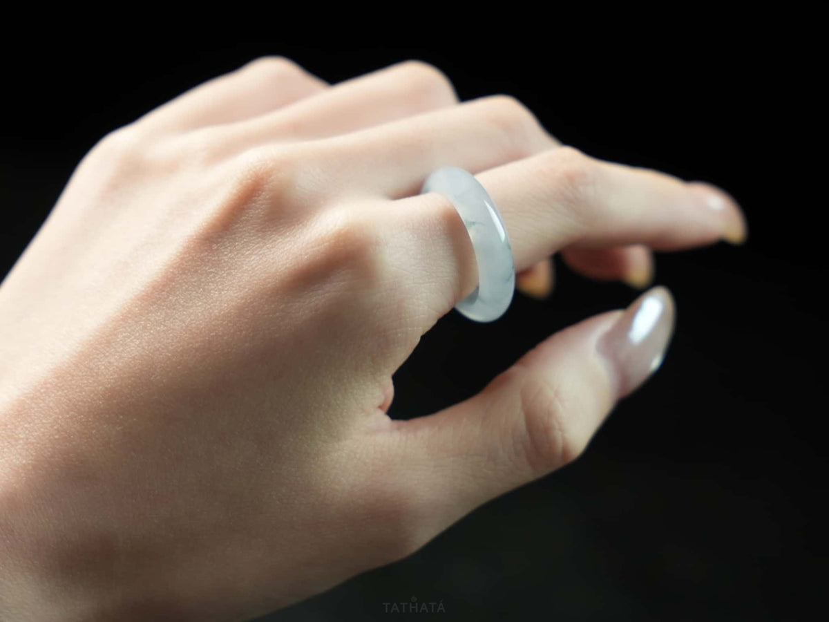 Ethereal Icy Floating‑Green · Nature Burmese Jadeite Ring