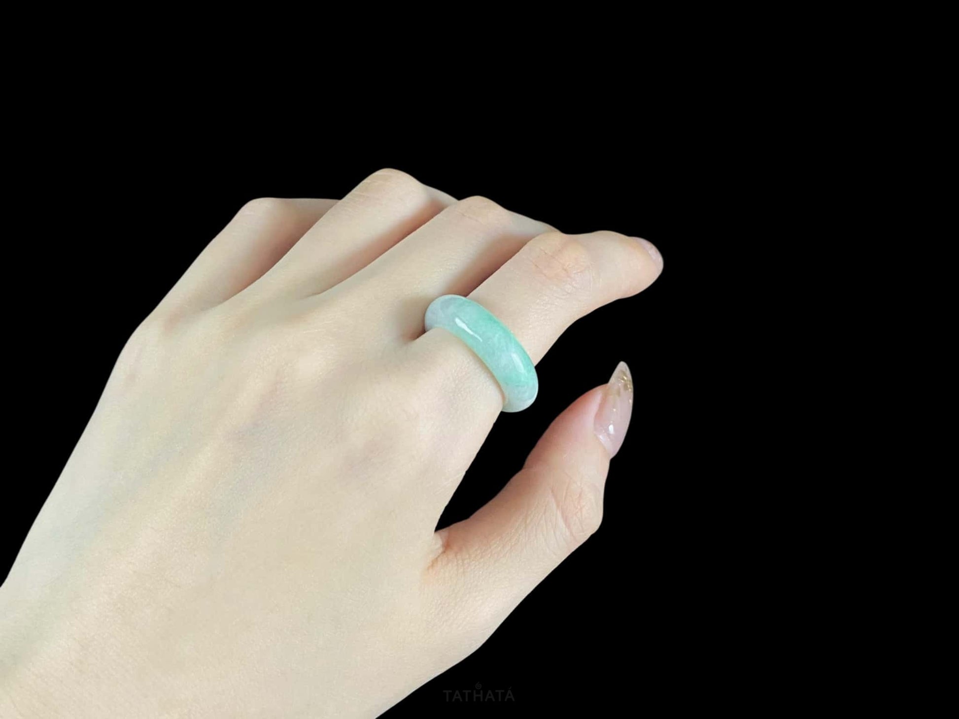 Pale Mist Green · Nature Burmese Jadeite Ring