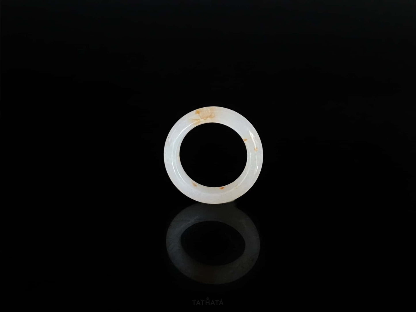 Auspicious Koi | Pure White Flecked With Gold · Nature Burmese Jadeite Ring