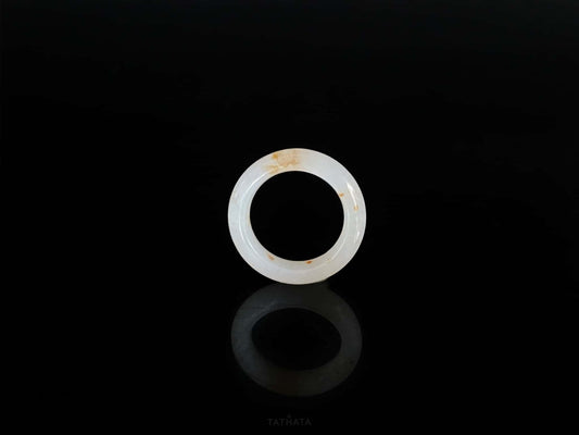 Auspicious Koi | Pure White Flecked With Gold · Nature Burmese Jadeite Ring