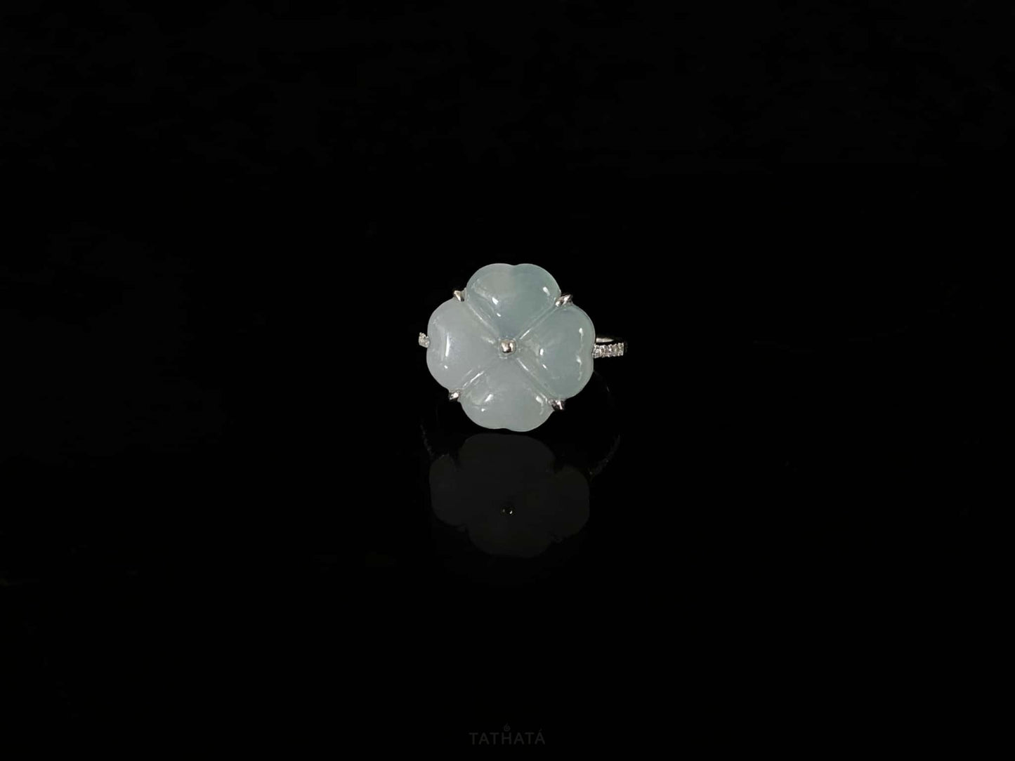 Misty Stream Green Lucky · Nature Burmese Jadeite Ring (18mm)