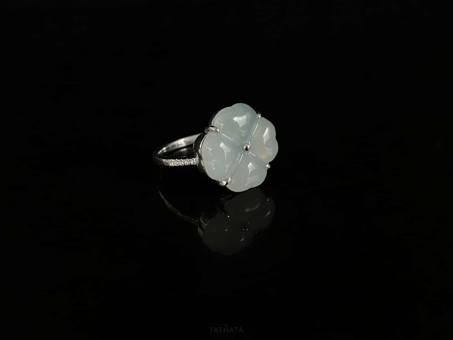 Misty Stream Green Lucky · Nature Burmese Jadeite Ring (18mm)