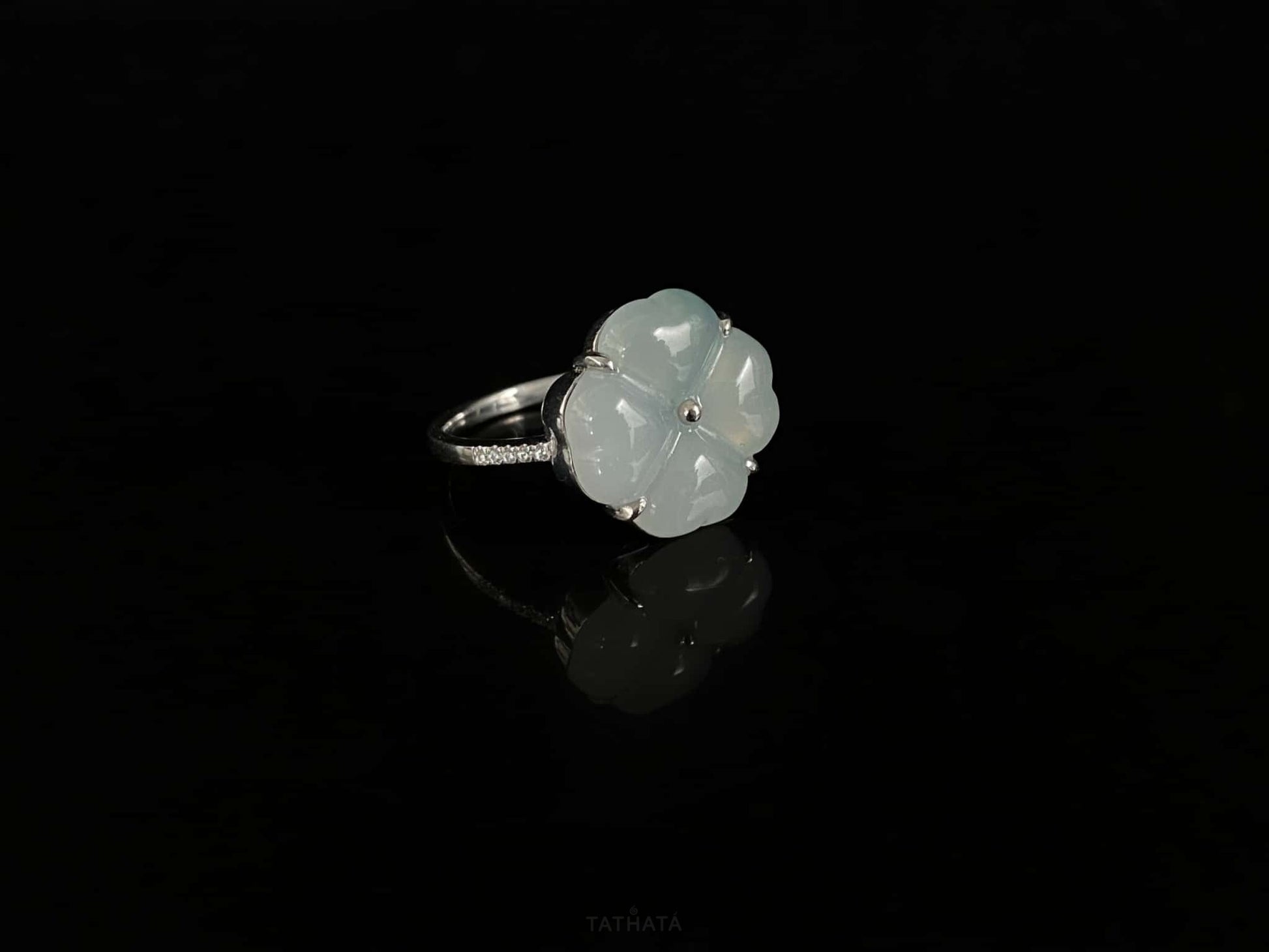 Misty Stream Green Lucky · Nature Burmese Jadeite Ring (18mm)