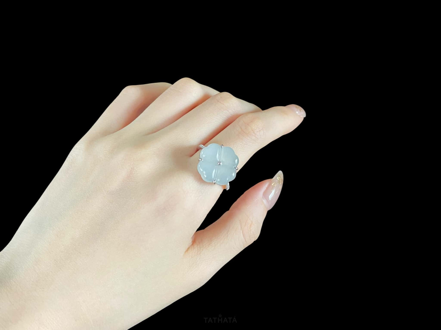 Misty Stream Green Lucky · Nature Burmese Jadeite Ring (18mm)