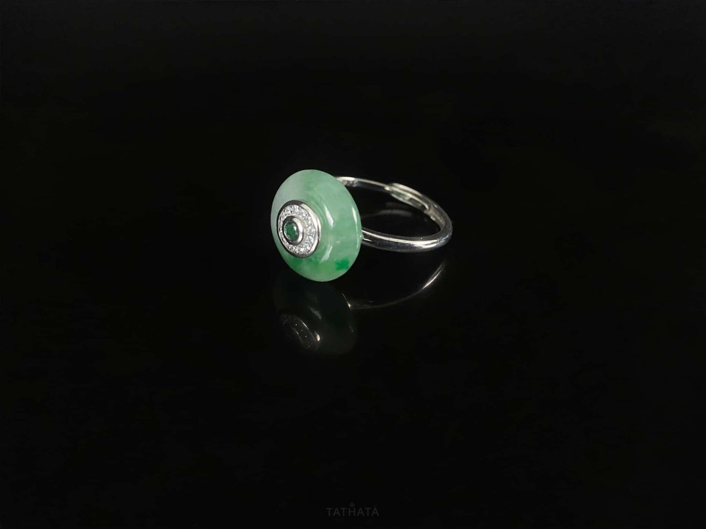 Misty Spring Green · Nature Burmese Jadeite Ring