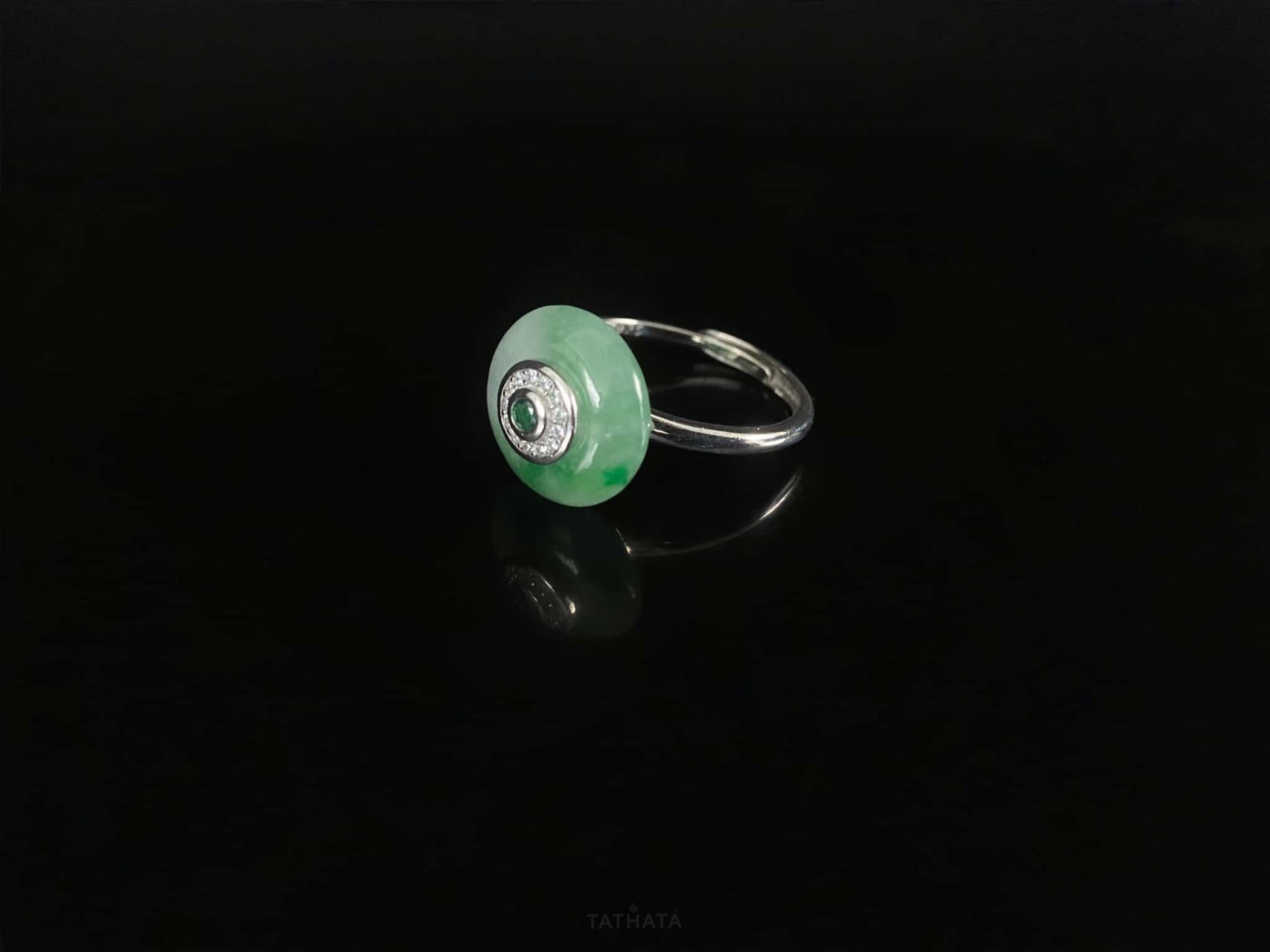 Misty Spring Green · Nature Burmese Jadeite Ring
