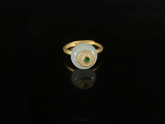 Clear Dew White Ice Lucky Donut · Nature Burmese Jadeite Ring