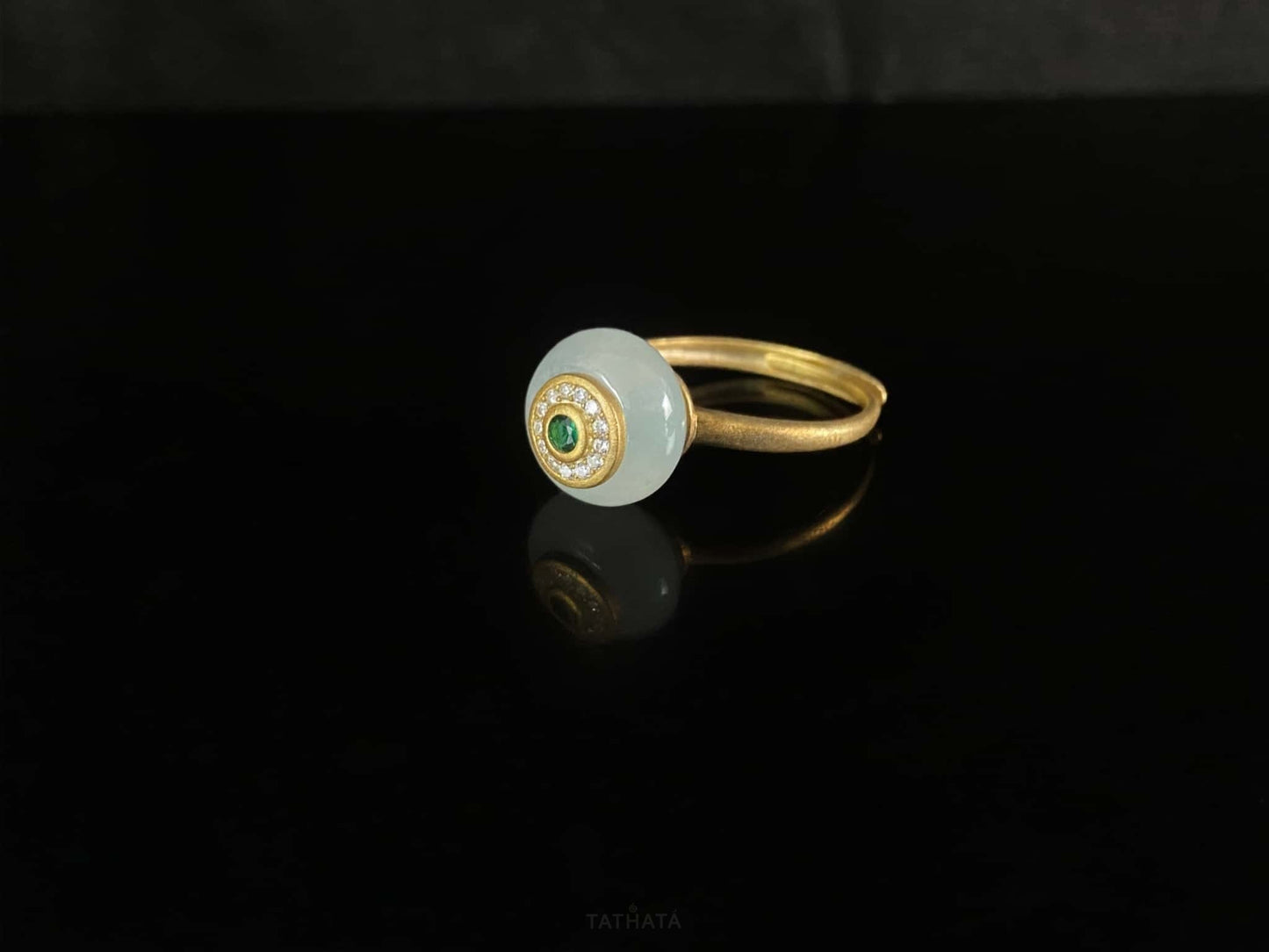 Clear Dew White Ice Lucky Donut · Nature Burmese Jadeite Ring